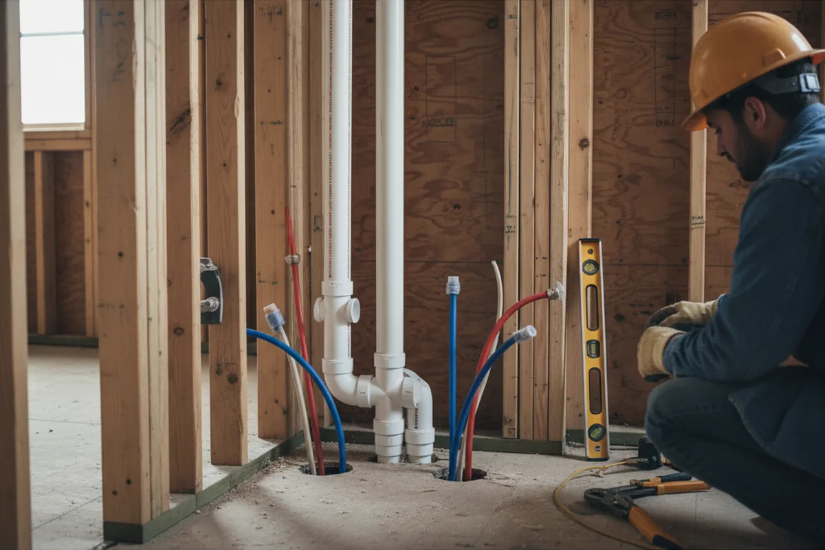 Drain and supply rough-in during Leak Detection in Hebron